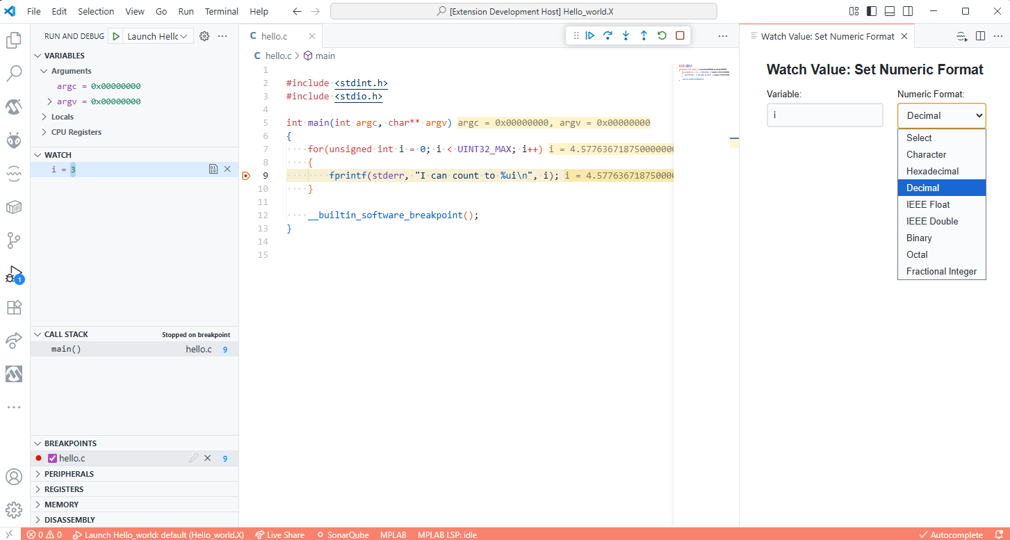 Setting the numeric format